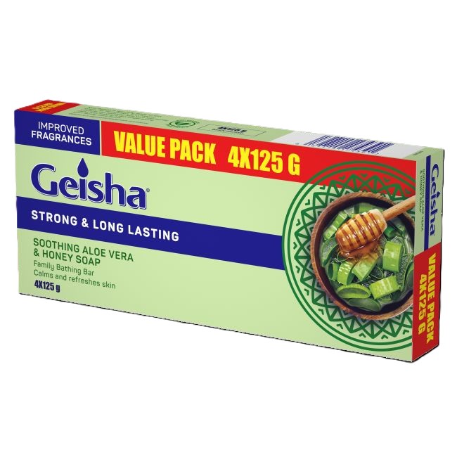 Geisha Soap Soothing Aloe Vera & Honey Soap 4*125g Value Pack